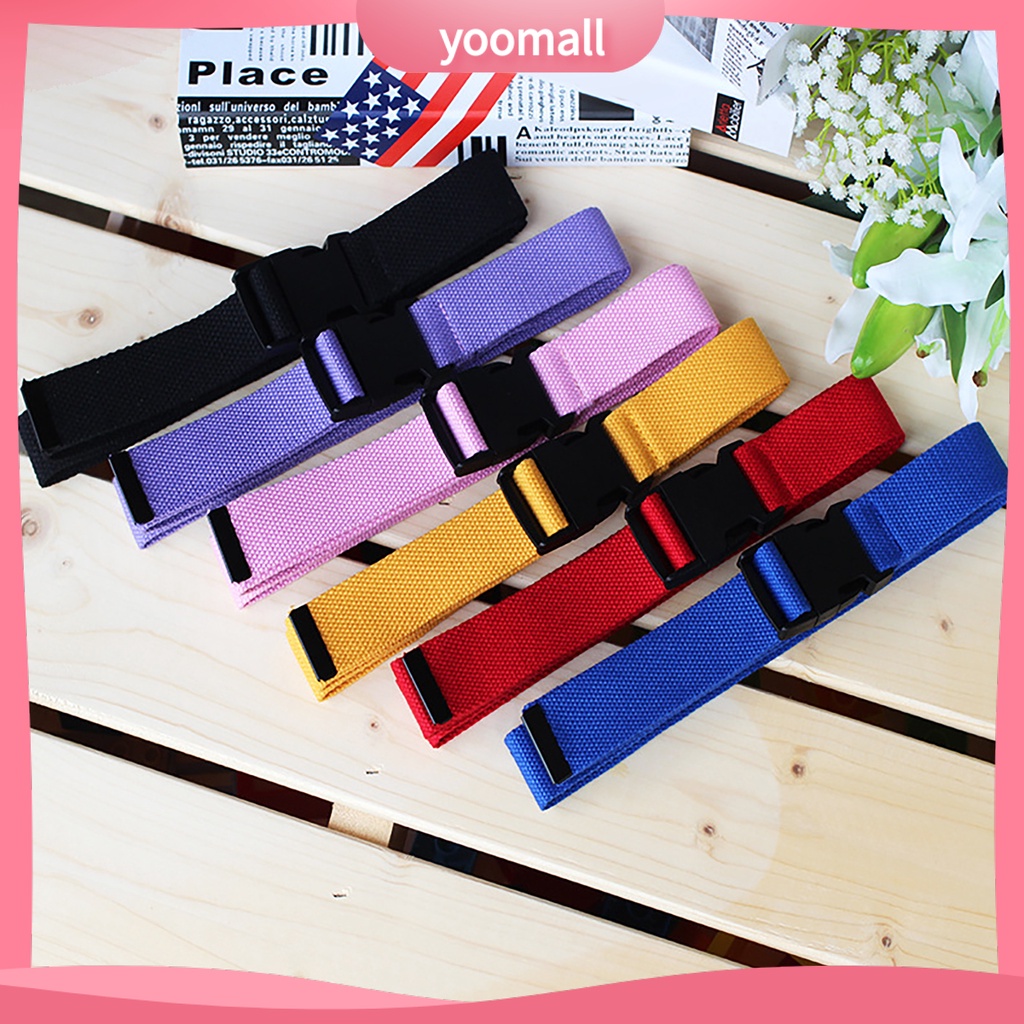 Thắt Lưng Vải Canvas Màu Trơn Khóa Nhựa Dễ Phối Đồ Thời Trang Cho Nữ