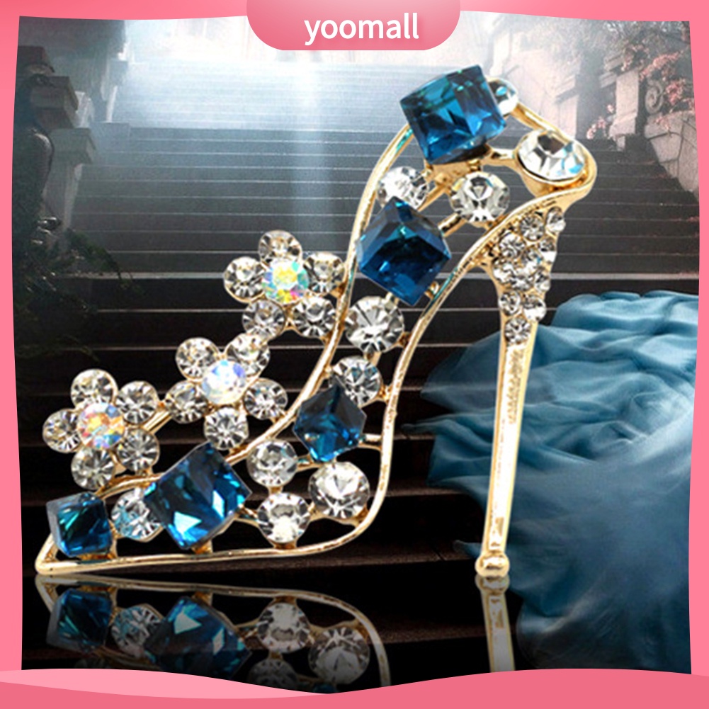 Ghim Cài Áo Hình Giày Cao Gót Đính Đá Phong Cách Vintage