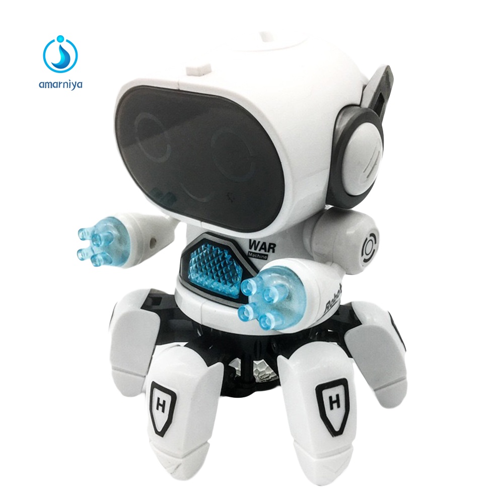 Rô Bốt Điện Đồ Chơi Mini 6 Móng Có Đèn LED Và Nhạc Dễ Thương Cho Bé