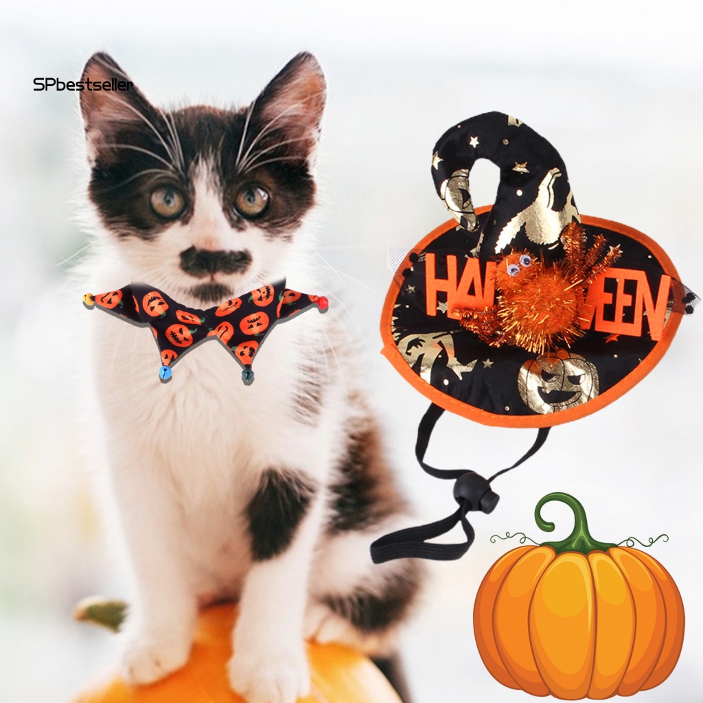 1 Bộ Phụ Kiện Băng Đô Và Yếm Mắt Màu Sắc Tươi Sáng Dùng Để Hóa Trang Halloween Cho Thú Cưng