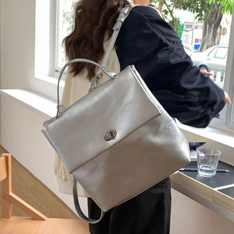 Balo Cỡ Lớn Màu Bạc Đơn Giản Thời Trang Hàn Quốc Cho Nữ