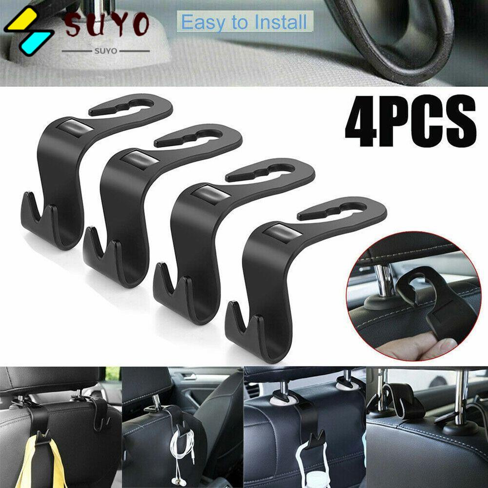 SUYO 4 Móc Treo Đồ Màu Đen Gắn Sau Ghế Xe Hơi