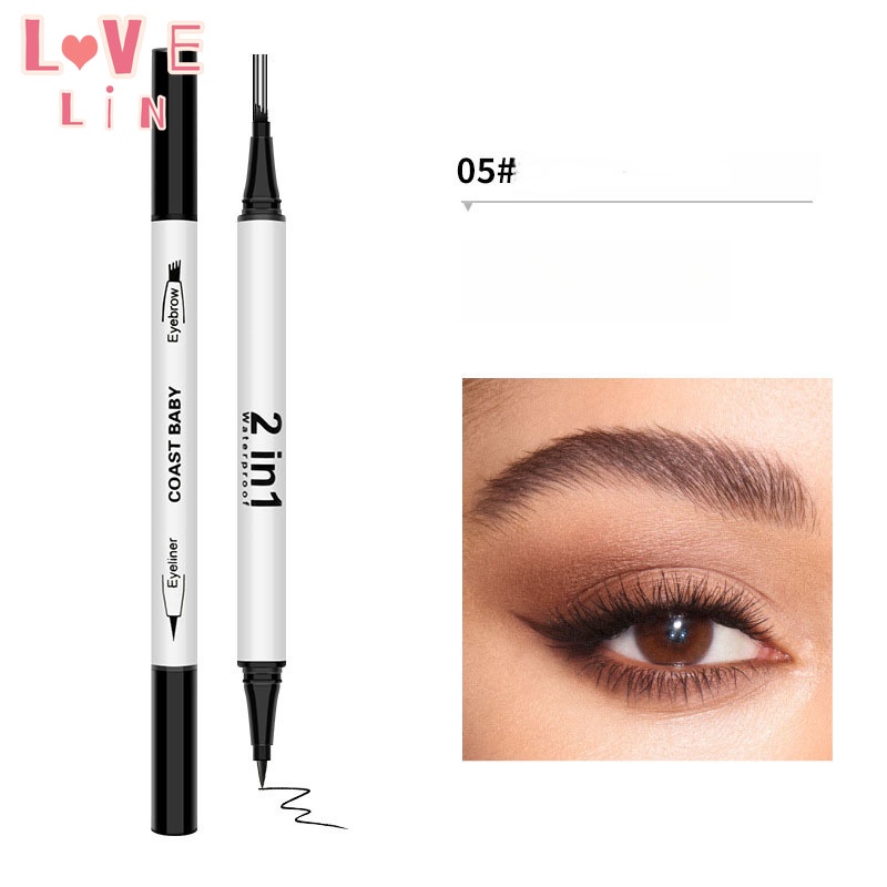 Bút Kẻ Lông Mày Kiêm Bút Kẻ Mắt Dạng Lỏng Hai Đầu Màu Đen Kháng Nước Và Không Nhòe Bobeni