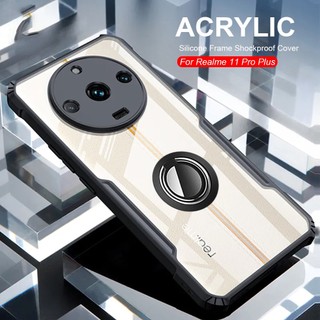 Ốp Điện Thoại Acrylic TPU Trong Suốt Chống Sốc Kèm Móc Xỏ Ngón Nam Châm Cho Realme 11Pro Realme 11 Pro Plus Pro + 5G