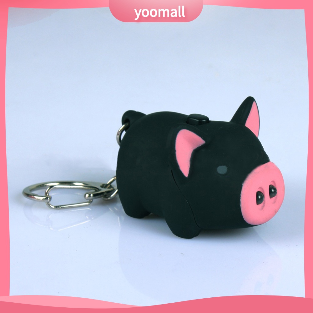 Móc Khóa Hình Heo Có Đèn LED Dễ Thương