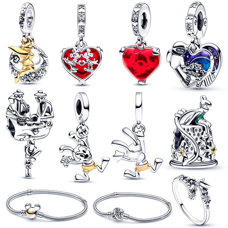 DISNEY Mặt Dây Chuyền Mạ Bạc 925 Hình Người Nhện Kỉ Niệm 100 Năm Cho Nữ