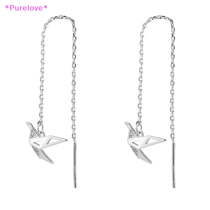 1 Đôi Bông Tai Hình Chim Hạc Giấy Origami Đơn Giản Dành Cho Nữ Mới