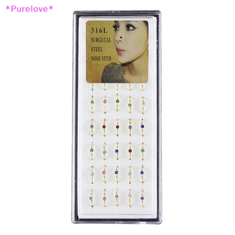 Set 40 Khuyên Mũi Thép Không Gỉ Đính Đá Cá Tính Thời Trang Mới