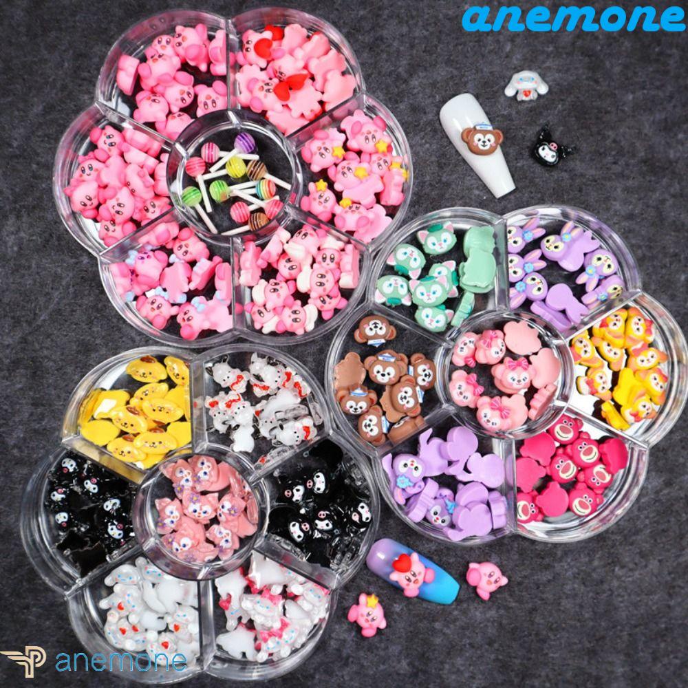 Hộp Phụ Kiện Trang Trí Móng Tay Hình Kuromi Kirby Cinnamoroll Dễ Thương