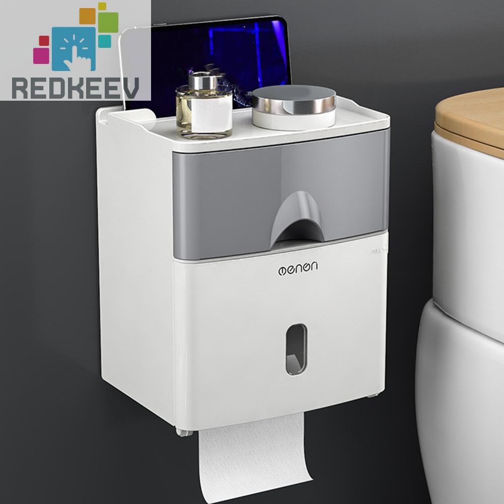 Hộp Đựng Khăn Giấy Hai Tầng Gắn Tường Chống Nước Không Cần Đục Lỗ Cho Nhà Tắm / Nhà