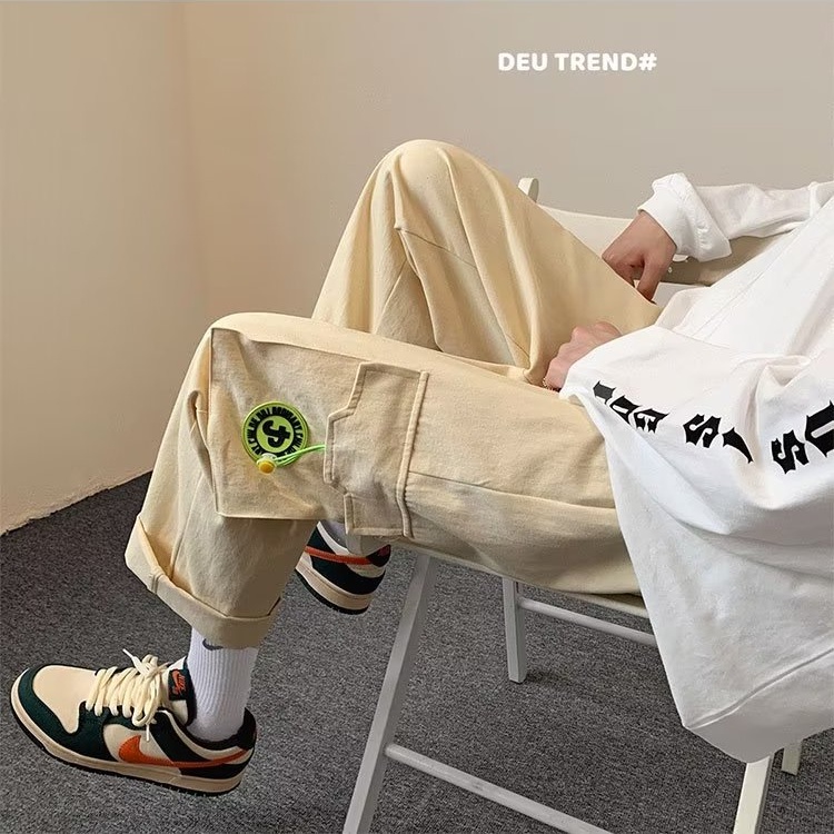 Quần Dài Ống Rộng Nhiều Túi Phong Cách Nhật Bản Dành Cho Nam