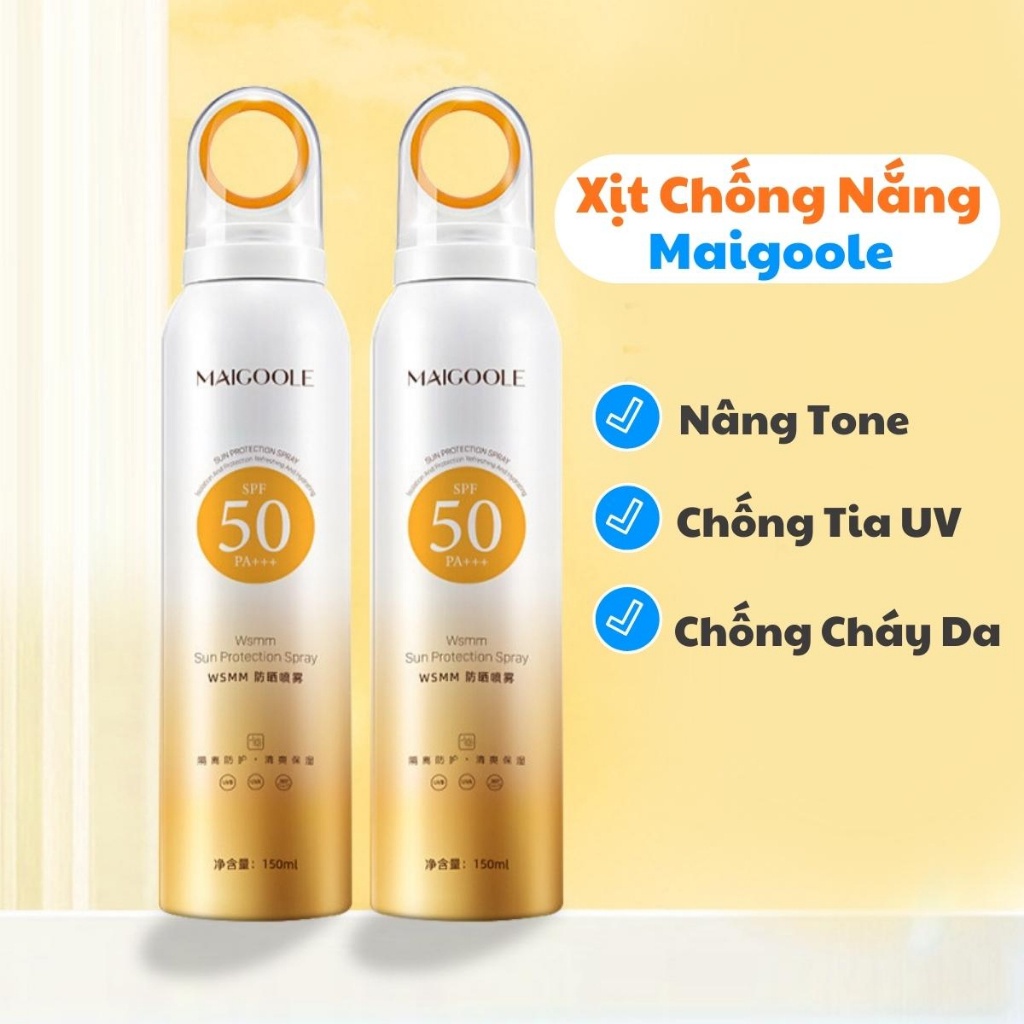 Xịt Chống Nắng Trắng Da MAIGOOLE SPF50 PA+++ Ngăn Ngừa Lão Hoá Da