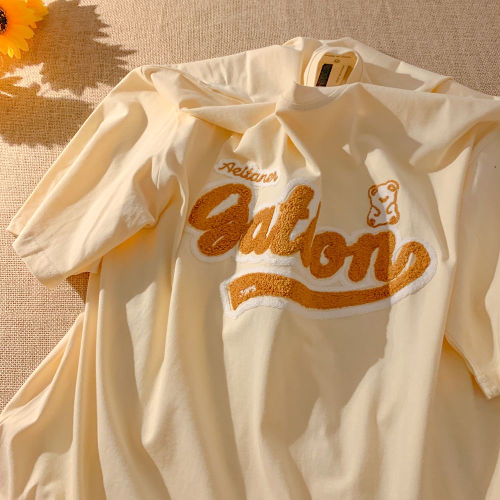 Áo Thun Ngắn Tay Dáng Rộng Thêu Chữ Thời Trang Mùa Hè Dành Cho Nữ