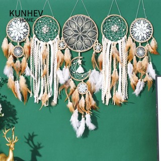 Kunhev 5 lưới bắt giấc mơ truyền thống boho treo trang trí
