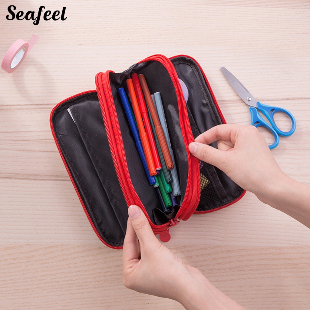 Túi Lưới Đựng Bút 3 Lớp Khóa Kéo Chống Biến Dạng Tiện Dụng