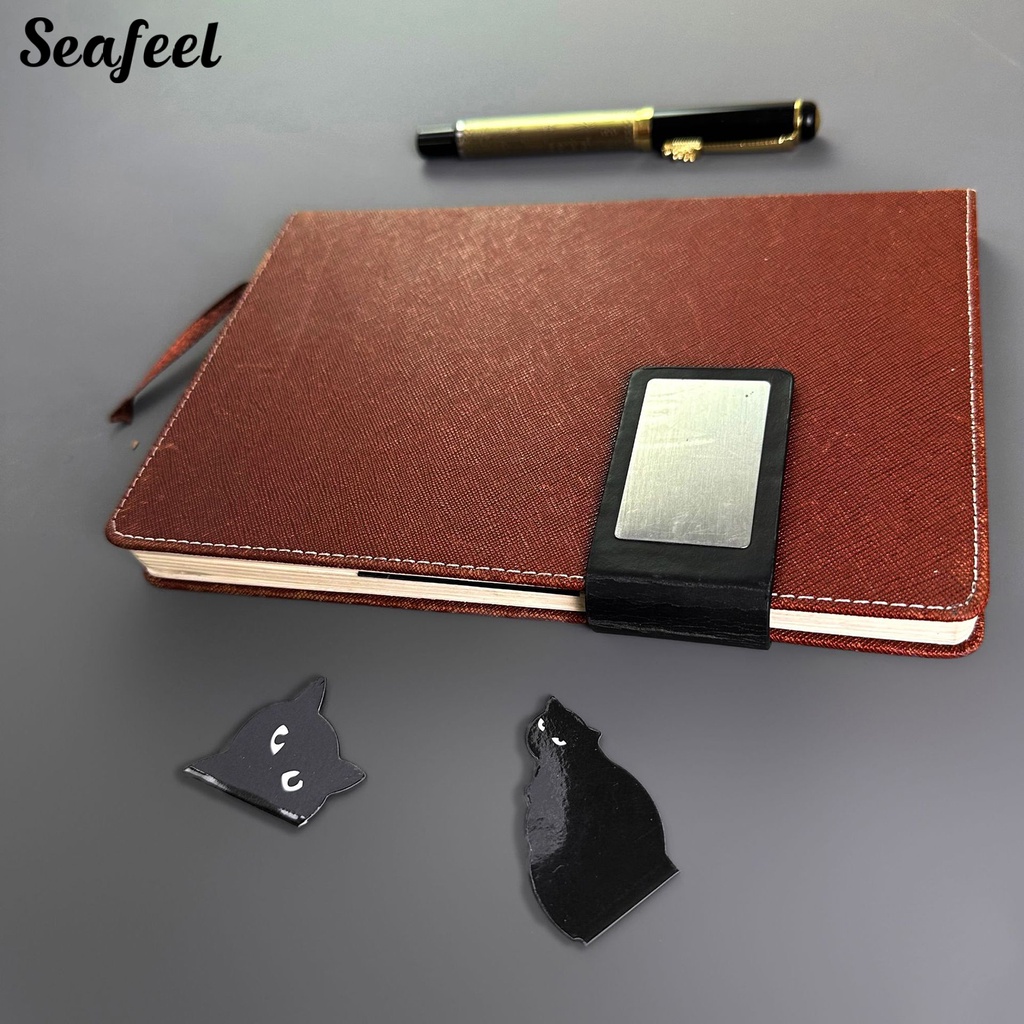 Bộ 6 Thẻ Đánh Dấu Trang Sách Hình Mèo Đen Đáng Yêu Có Thể Tái Sử Dụng