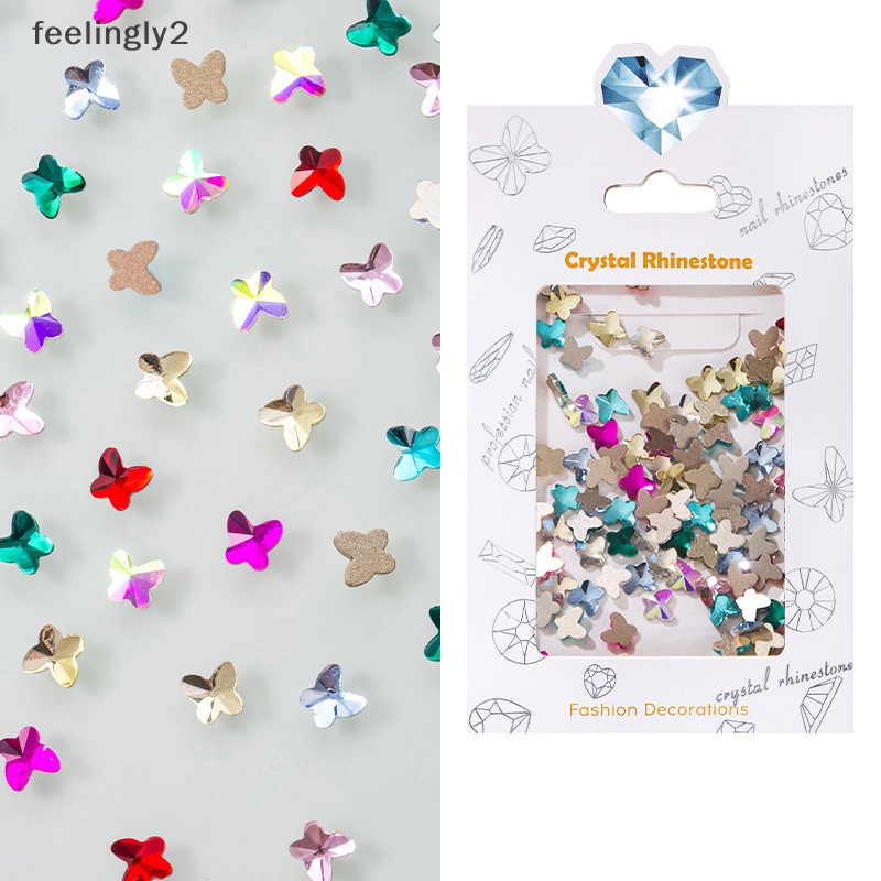 Bộ 100 Hạt Đá 3D Hình Bướm Mặt Kính Dùng Trang Trí Móng Tay DIY