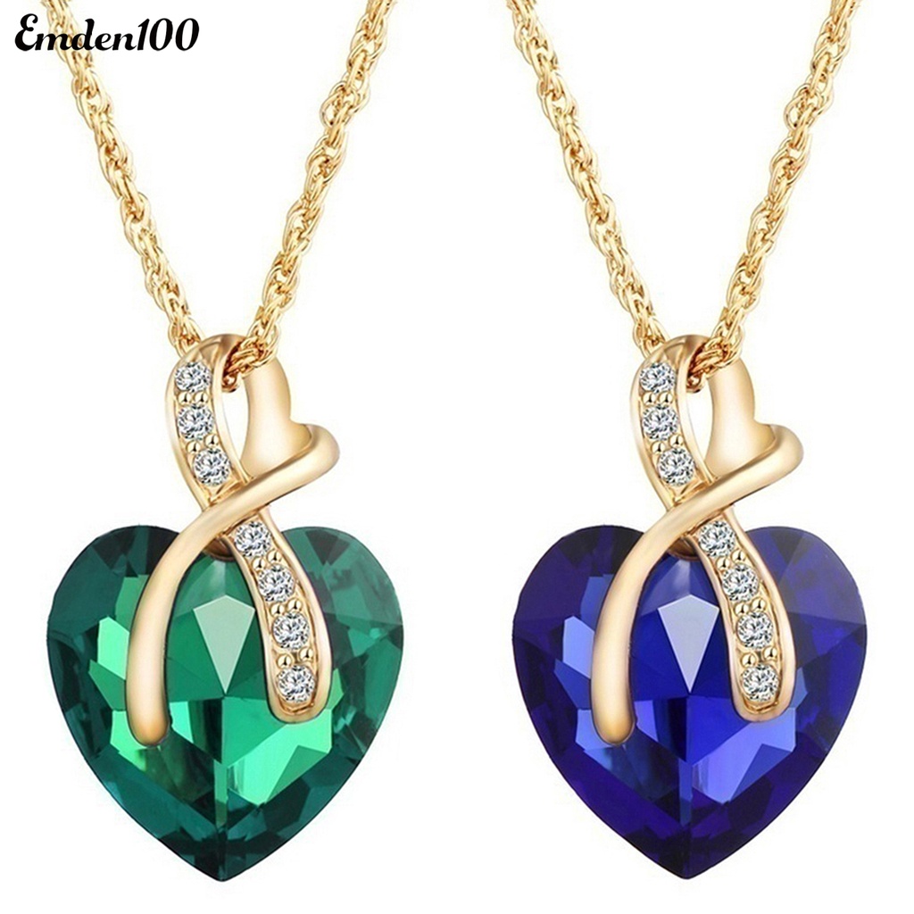 Bộ Vòng cổ + Bông Tai Hình Trái Tim Bằng Hợp Kim