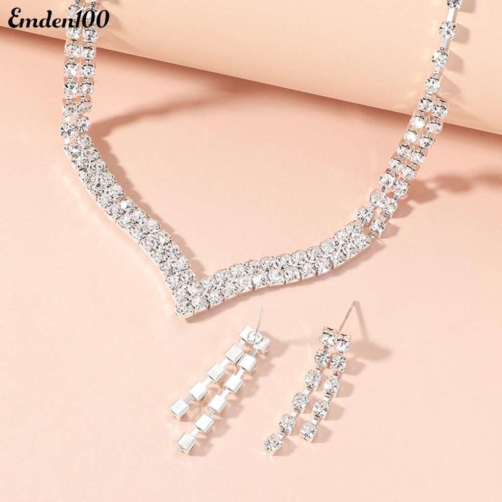 1 Bộ Vòng cổ Và Bông Tai Tua Rua Đính Đá Thời Trang Nữ Tính