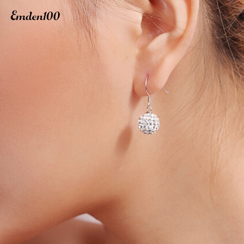 Bông Tai Thời Trang Kiểu Móc Mạ Bạc Đính Pha Lê Trong Suốt