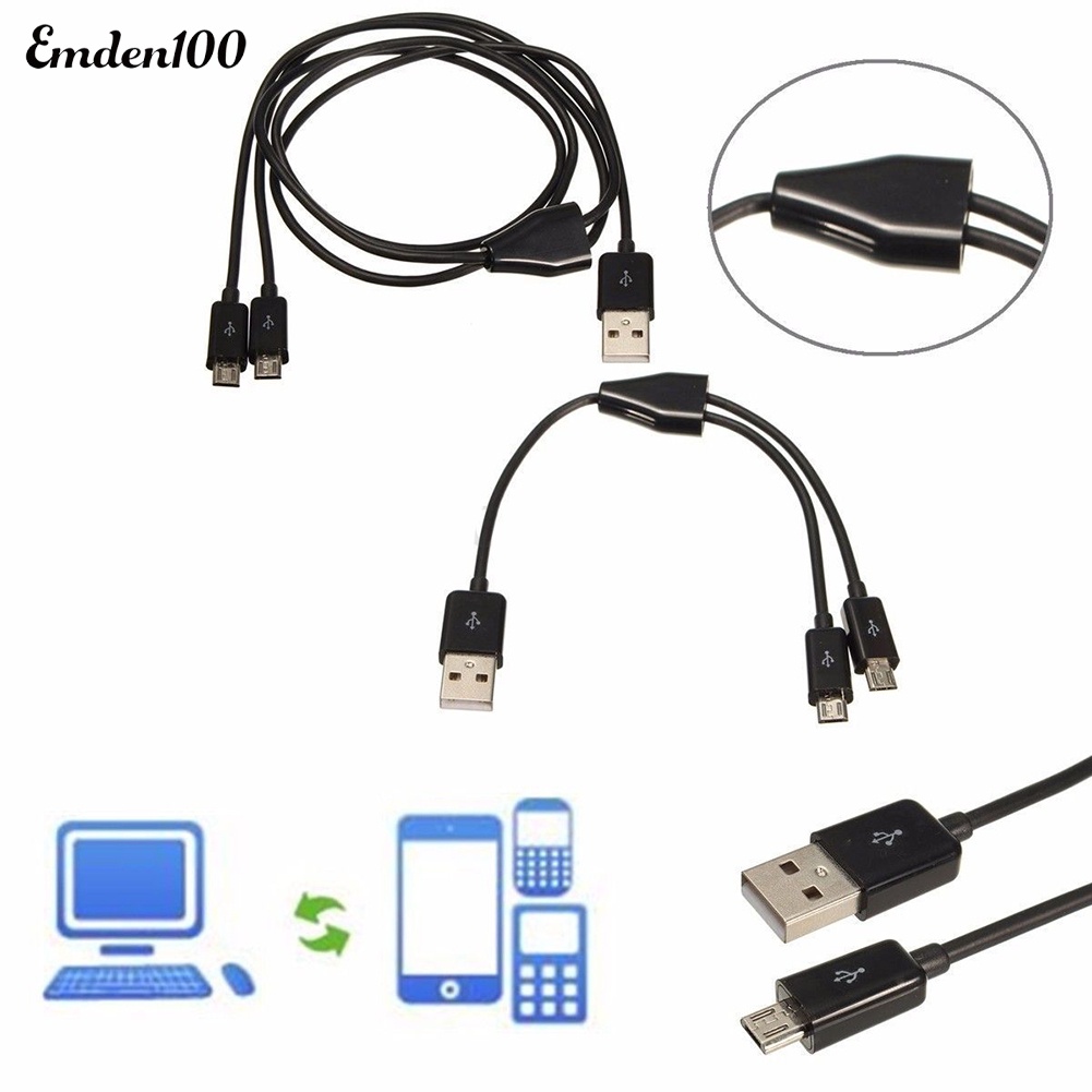 Dây Cáp Sạc Truyền Dữ Liệu Đầu USB 2.0 Male Sang Micro USB 2.0 Male 1 Sang 2 Y