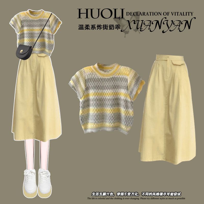 Set Áo Thun Ngắn Tay Và Chân Váy Ôm Phong Cách Phương Tây Thời Trang Mùa Hè 2023 Mới Cho Nữ