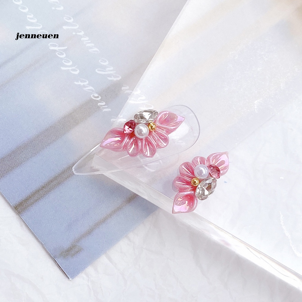 Set 10 Phụ Kiện Trang Trí Móng Tay Họa Tiết Hoa 3D Lấp Lánh DIY