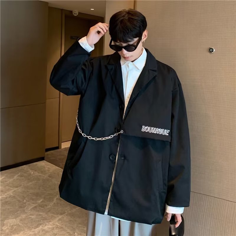 Áo Khoác Vest Tay Dài Cổ Gập Thời Trang Đường Phố Cá Tính Cho Nam