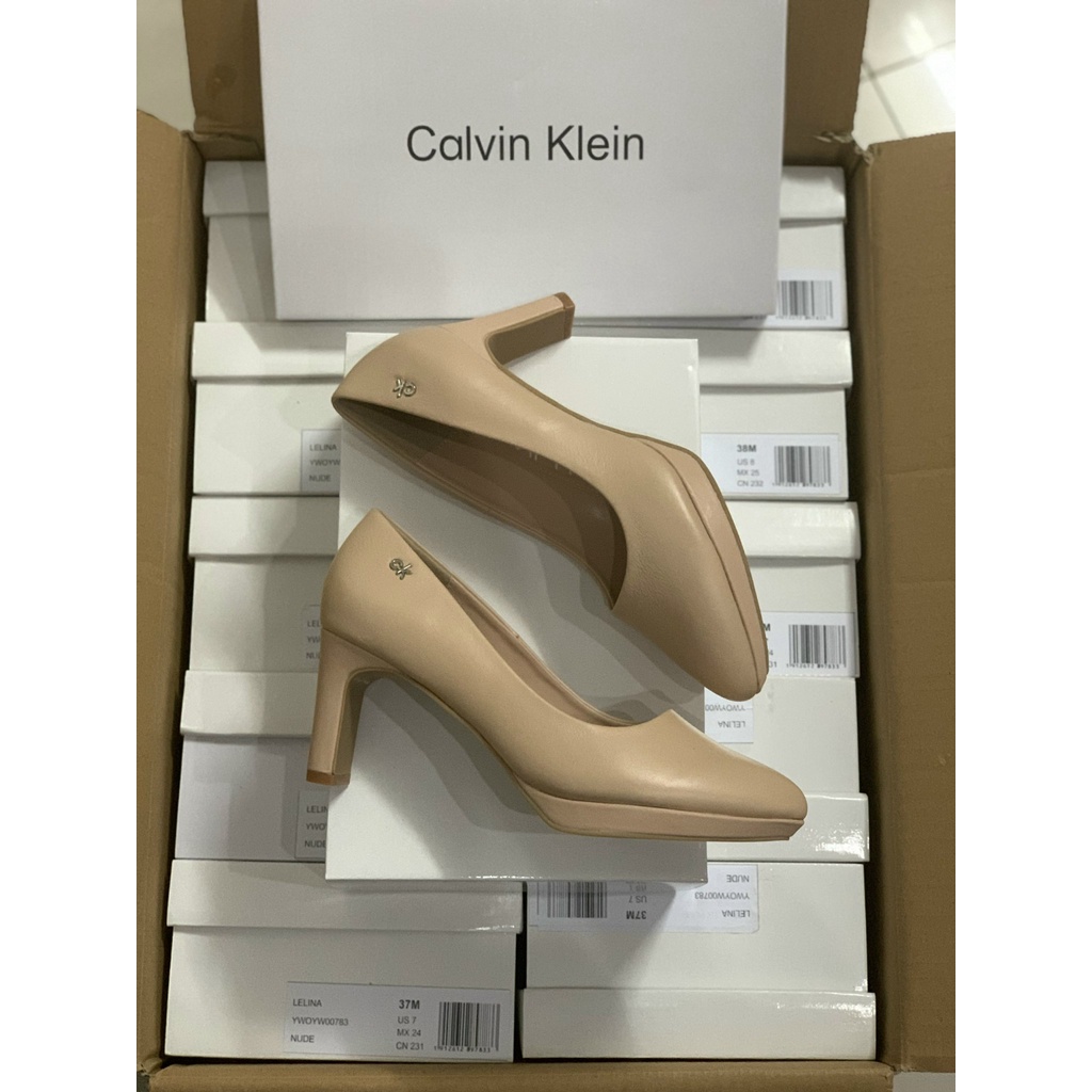 Giày CK trơn 2 đế, mũi nhọn, gót trụ 7cm