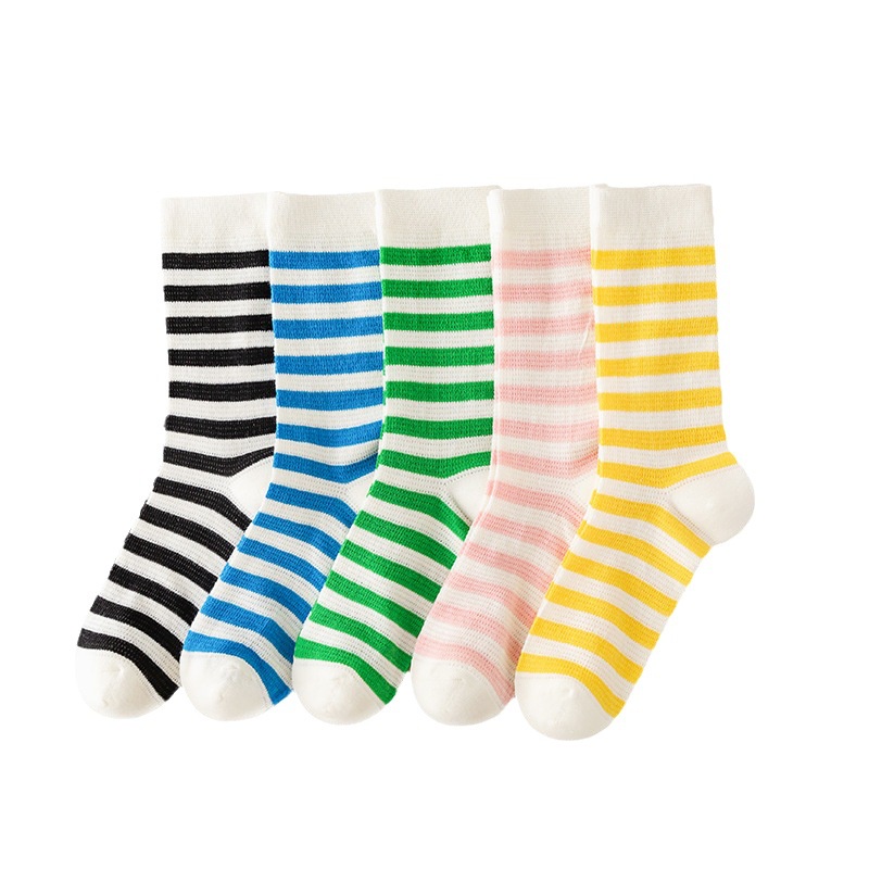 Vớ Lưới Mỏng Không Xương Thoáng Khí Họa Tiết Kẻ Sọc Màu Sắc Ngọt Ngào Thời Trang Mùa Hè Cho Cặp Đôi