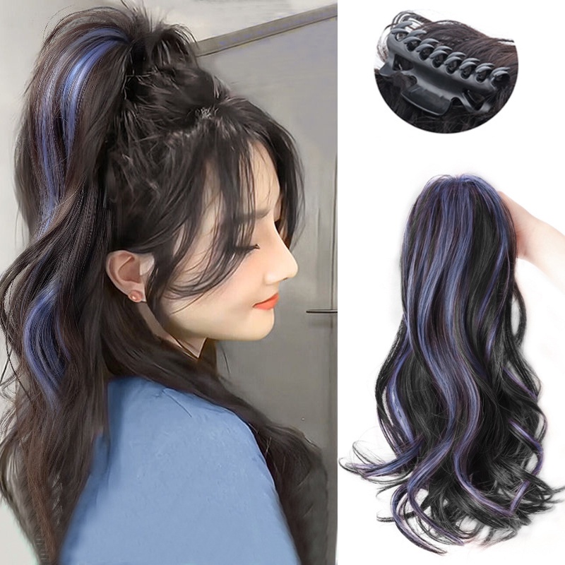 Tóc Đuôi Ngựa Giả Xoăn Nhuộm Màu Đen / Hồng / Xám Dành Cho Nữ