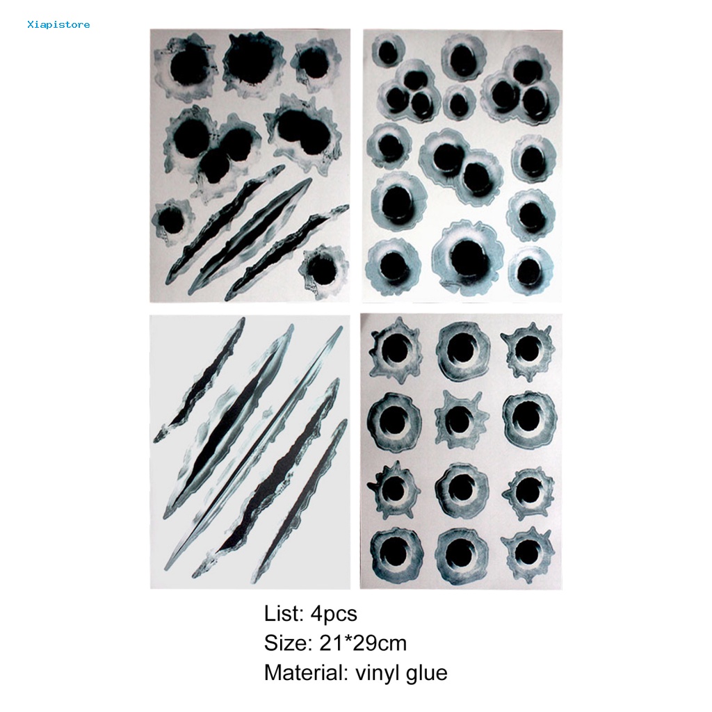 Set 4 Tấm Đề Can Vinyl 3D Dán Trang Trí Ngoại Thất Xe Hơi Chống Thấm Nước