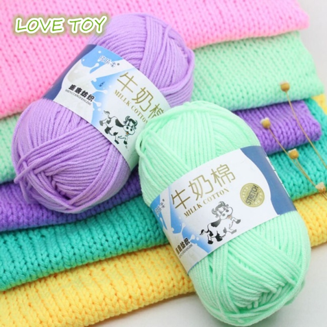 Cuộn Len Đan Sợi Cotton Sữa 50g Chất Lượng Cao