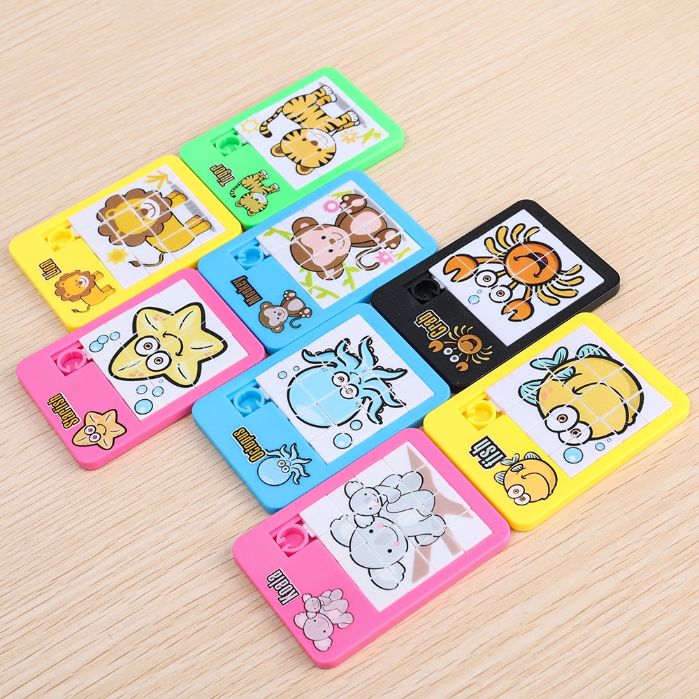 Mini 16-khung trượt nhựa phim hoạt hình động vật đầu ngón tay đồ chơi ghép hình / trẻ em giáo dục phát triển trí thông minh đồ chơi xếp hình