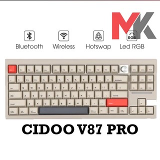 Bàn phím cơ cidoo v87 pro 3 mode mạch xuôi gasket mount keymap via