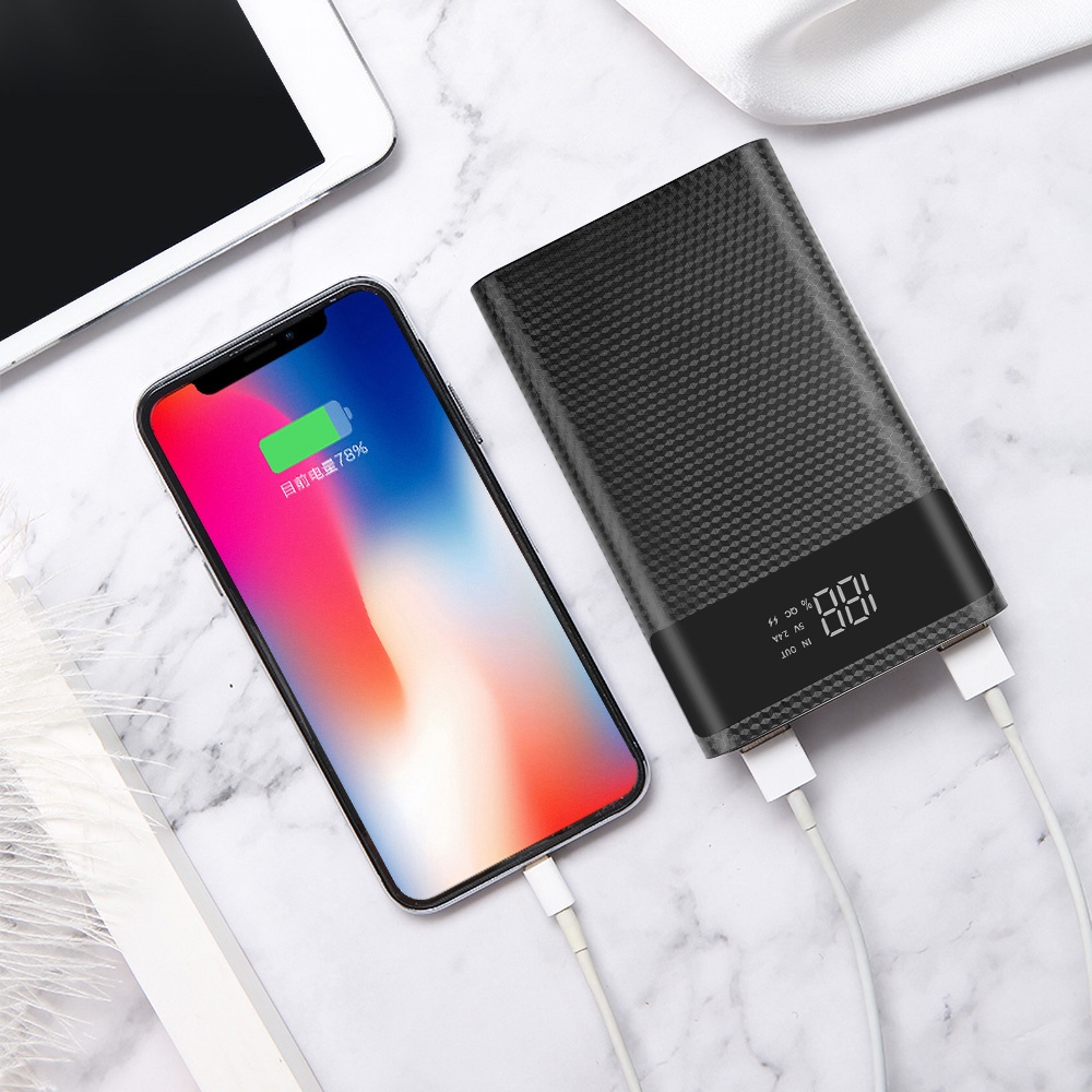 Hộp Pin Sạc Dự Phòng 18650 20000mAh USB Type C 5V Không Cần Pin Cho iPhone Xiaomi Huawei