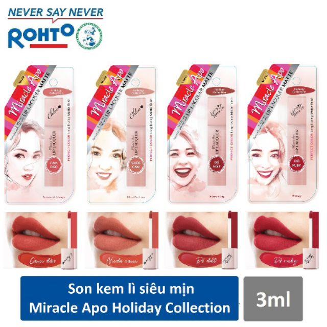 Son kem lì Miracle Apo Lip Lacquer Matte Holiday Collection Interesting 3ml (Đỏ đất)