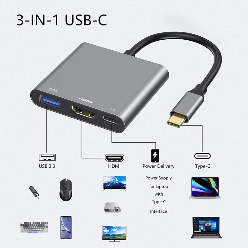Bộ Chia Cổng USB 3.1 Type C Sang USB 3.0 / HDMI / Type C Cho 2016 Macbook Pro Google Chromebook Pixel