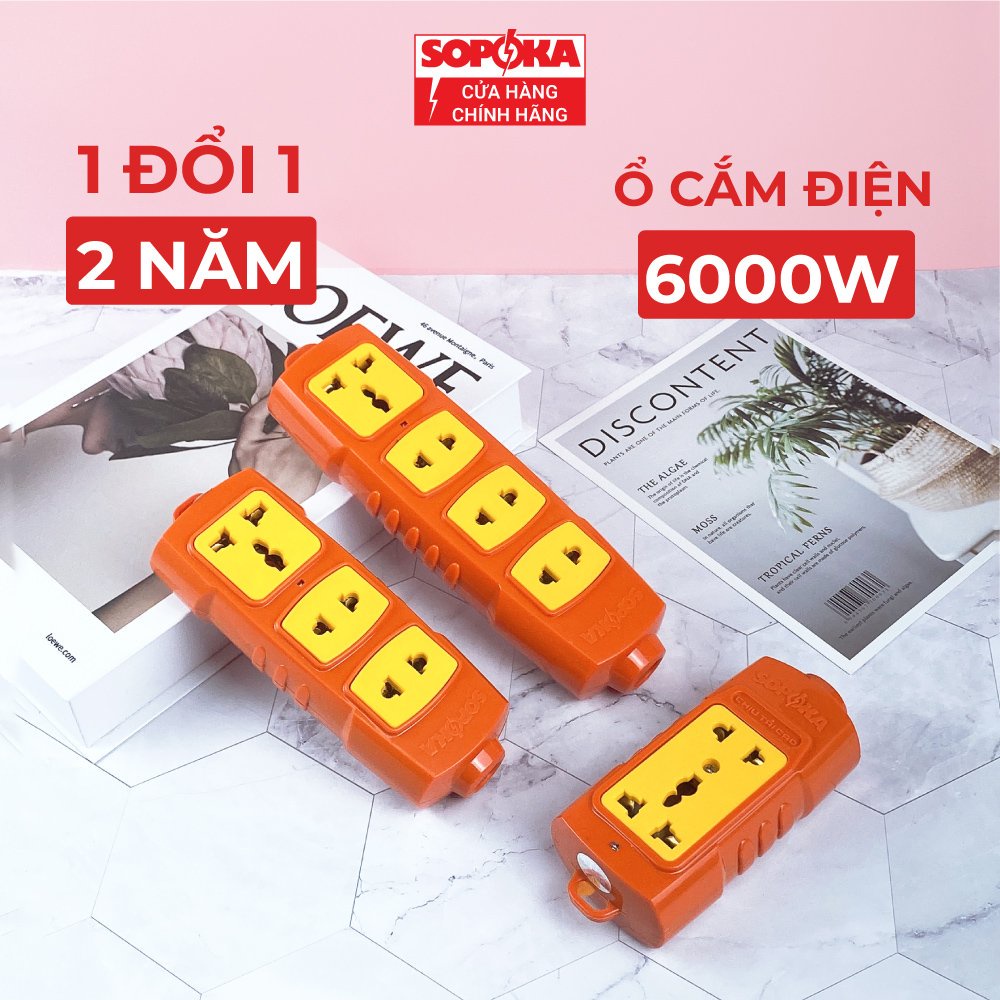 Ổ cắm điện , ổ điện lõi sứ chống cháy SOPOKA 6000W siêu chịu tải
