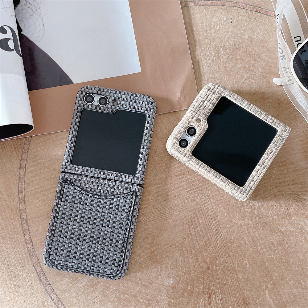 Bao Da Điện Thoại Dạng Gập Phủ Toàn Diện Thiết Kế Đan Chéo Sang Trọng Cho Samsung Galaxy Z Flip 5 Z Flip 4 5G Z Flip 3 Vỏ