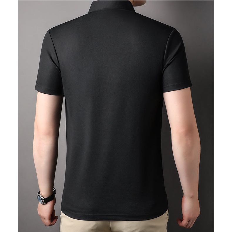 Waffle Áo Thun polo Tay Ngắn Màu Trơn Phong Cách Doanh Nhân Thời Trang Cho Nam