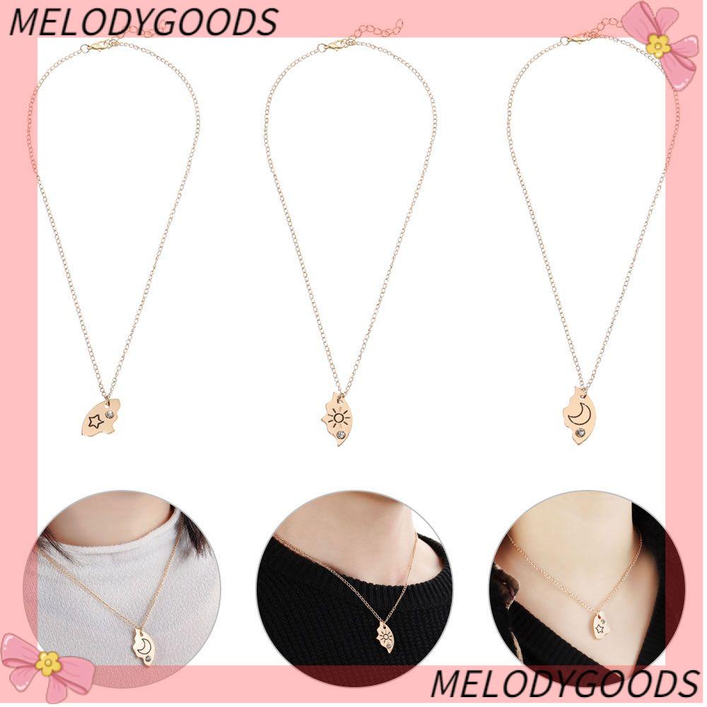 Set 3 Vòng cổ Đôi Khắc Chữ Best Friend Thời Trang|Trang Sức May Ghép Nhiều Màu Hình Mặt Trăng/Sao/Đám Mây