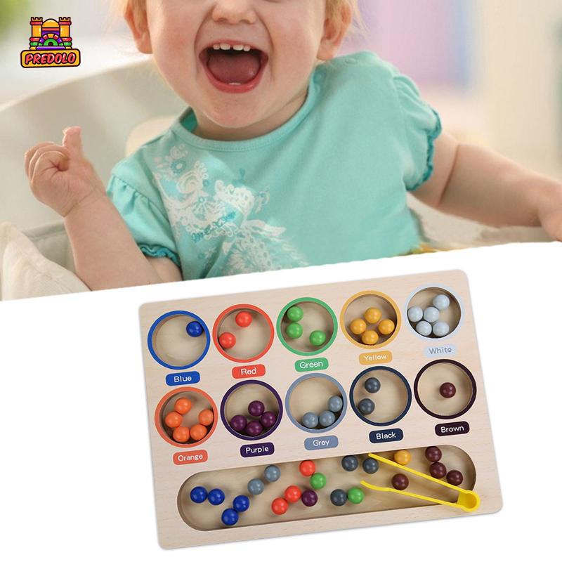 Predolo Đồ chơi trẻ em Hạt Gỗ Màu Cầu Vồng Cho Bé
