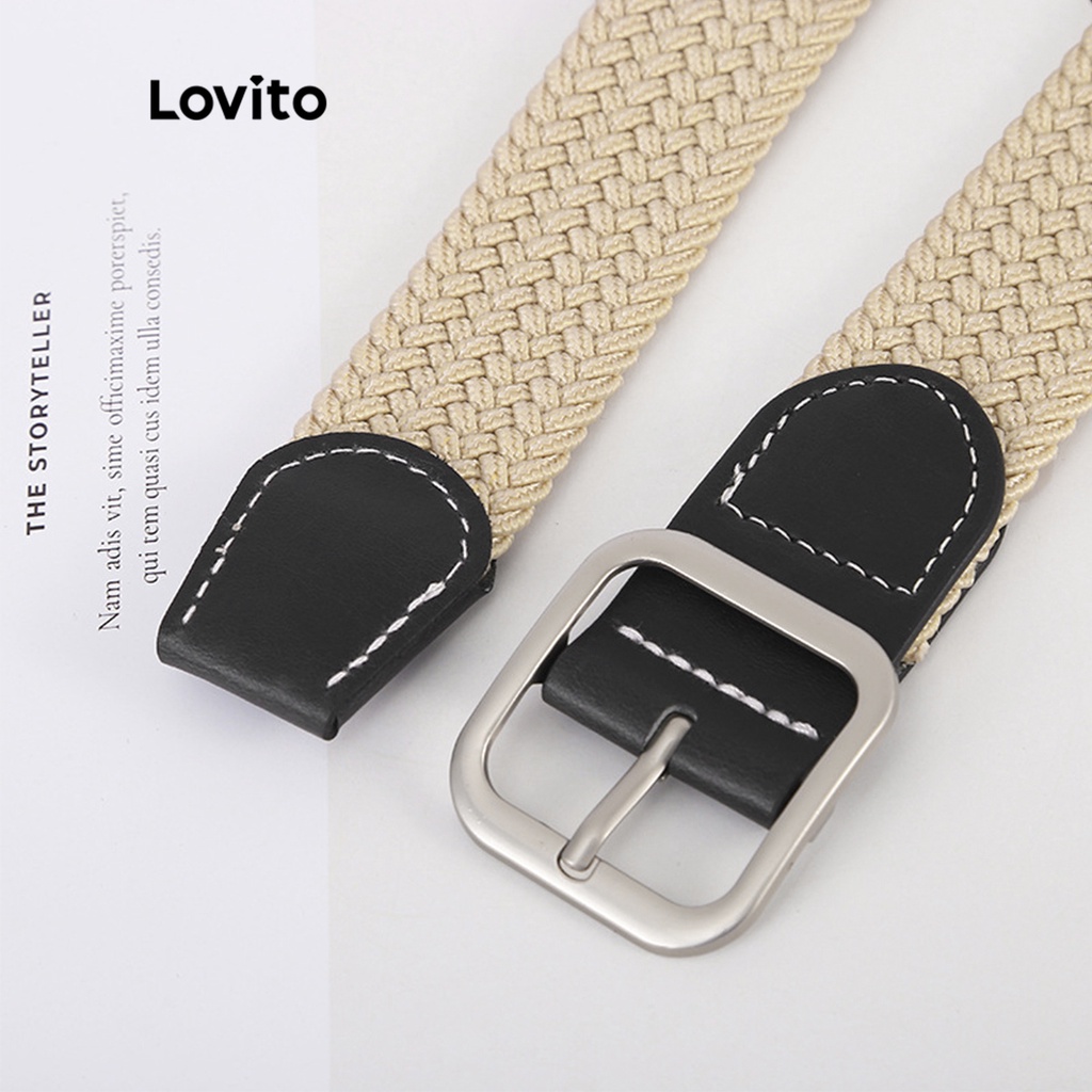 Thắt lưng Lovito co giãn dệt bím màu trơn thời trang thường ngày cho nam và nữ L50AD160