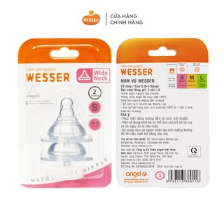 Núm ty cổ RỘNG/cổ Hẹp Wesser S/M/L (2 cái/hộp) ..