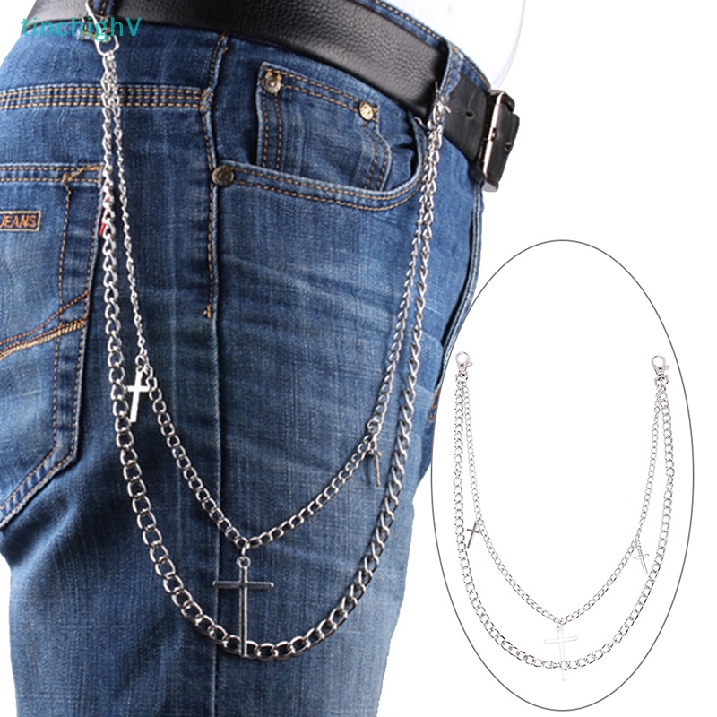 Dây Xích Đeo Thắt Lưng Hai Lớp Dài Có Móc Khóa Trang Sức Quần Jean Cho Nam Và Nữ
