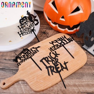 Que cắm trang trí bánh kem / bánh hamburger / chữ happy halloween màu đen độc đáo