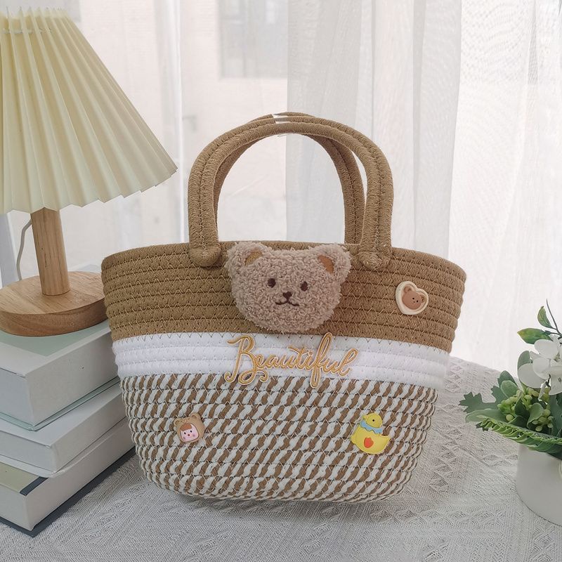 Mới Túi Xách Tay Bằng Dây cotton Dệt Tay Hình Gấu Ngọt Ngào Làm Quà Tặng Sinh Nhật