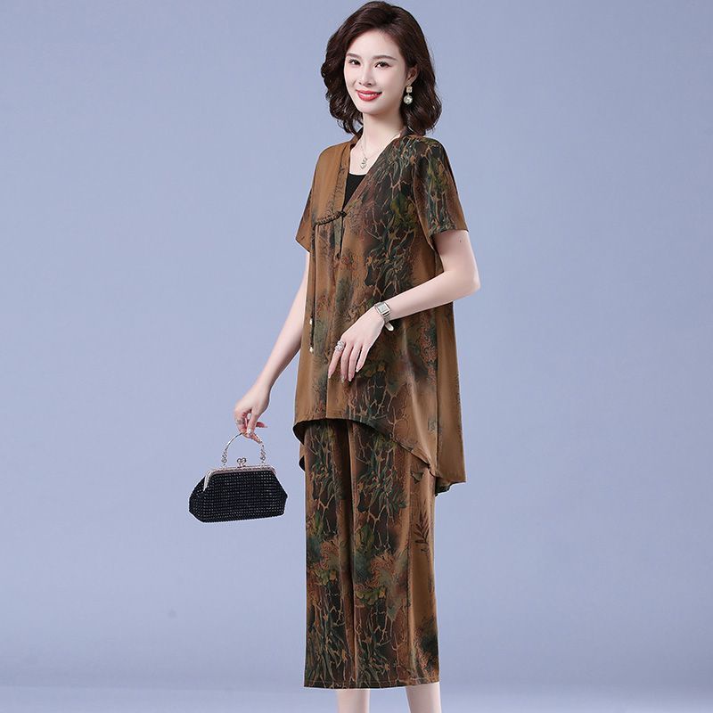 Áo Sơ Mi Chiffon Tay Ngắn Thời Trang Mùa Hè Kiểu Mới Cho Phụ Nữ Trung Niên