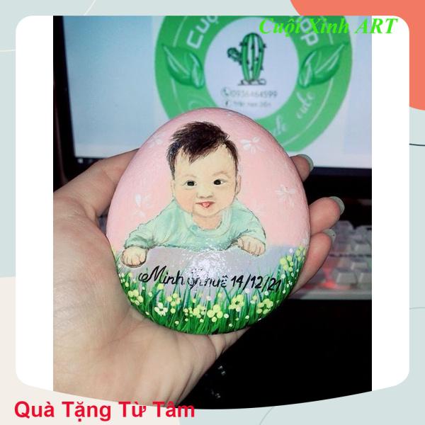 Tranh đá cuội chân dung chibi